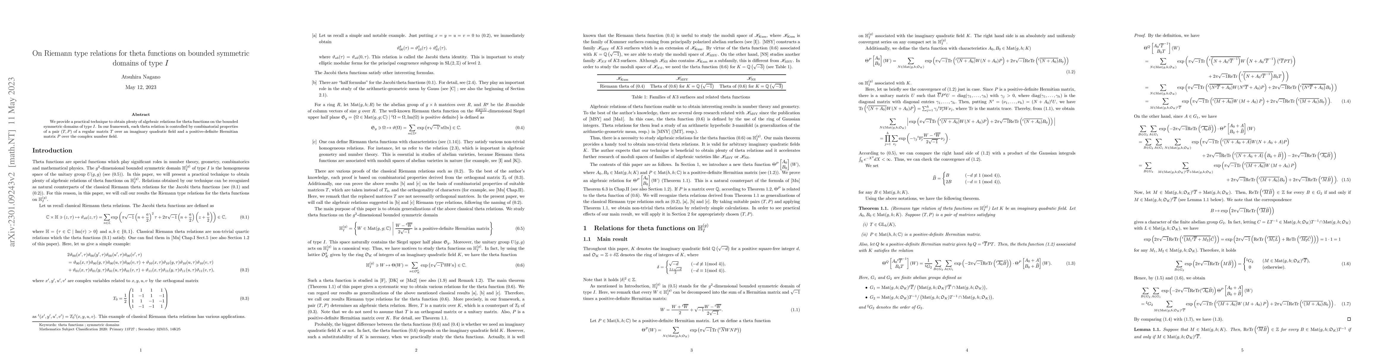 Thumbnail for On Riemann type relations for theta functions on bounded symmetric
  domains of type $I$