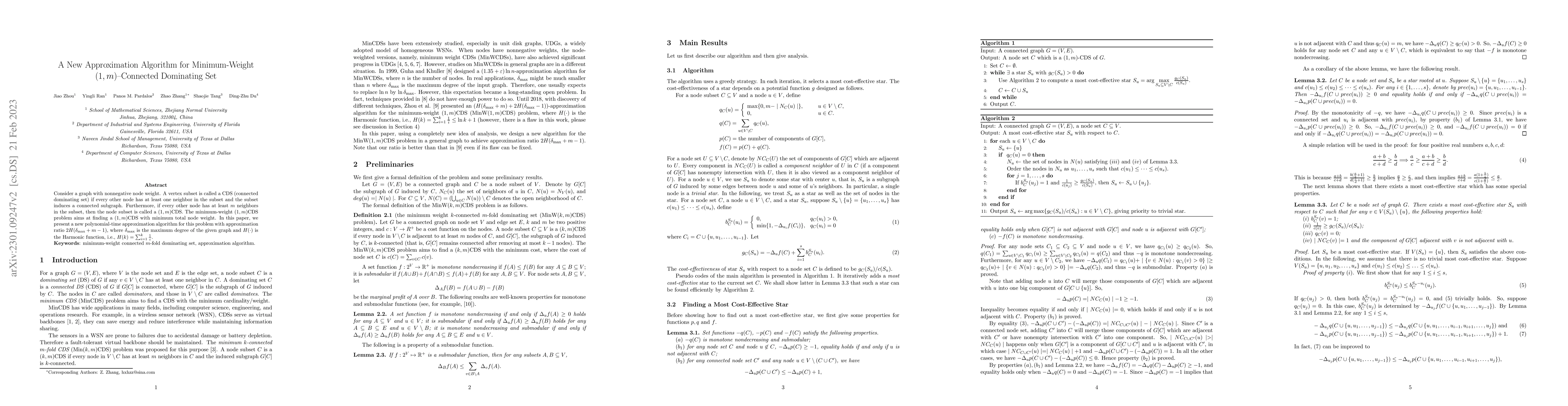 Thumbnail for A New Approximation Algorithm for Minimum-Weight $(1,m)$--Connected
  Dominating Set