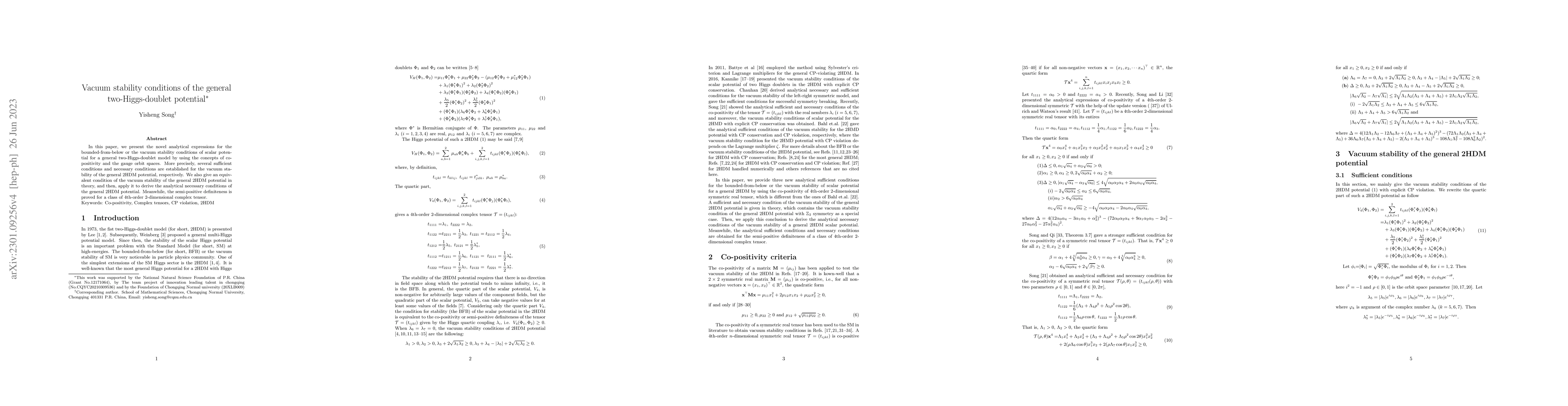 Thumbnail for Vacuum stability conditions of the general two-Higgs-doublet potential