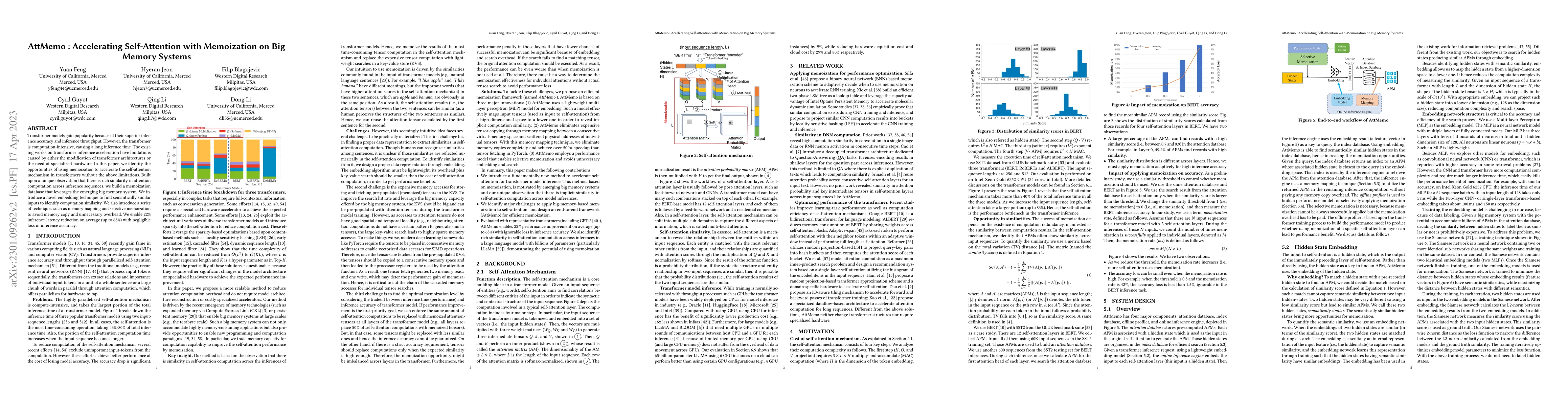 Thumbnail for AttMEMO : Accelerating Transformers with Memoization on Big Memory
  Systems