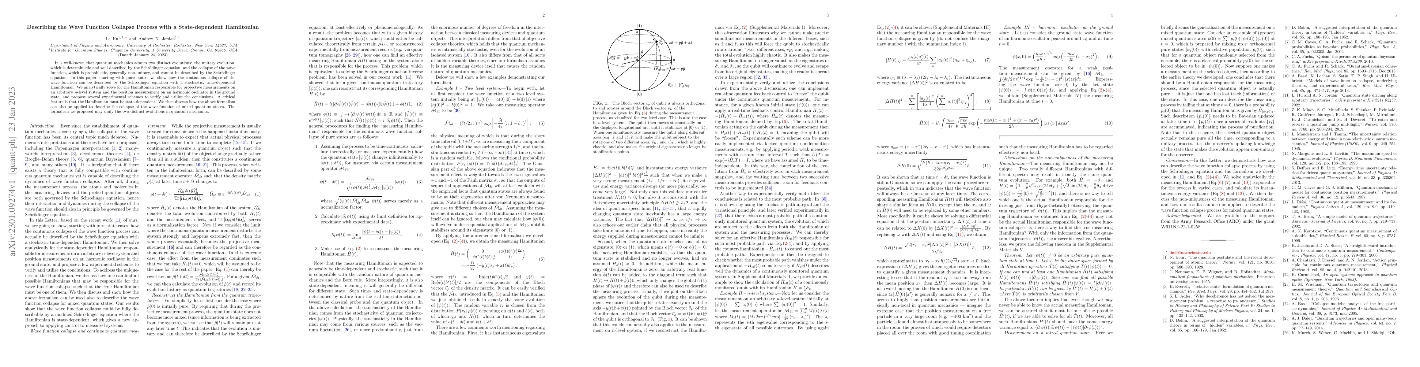 Thumbnail for Describing the Wave Function Collapse Process with a State-dependent
  Hamiltonian