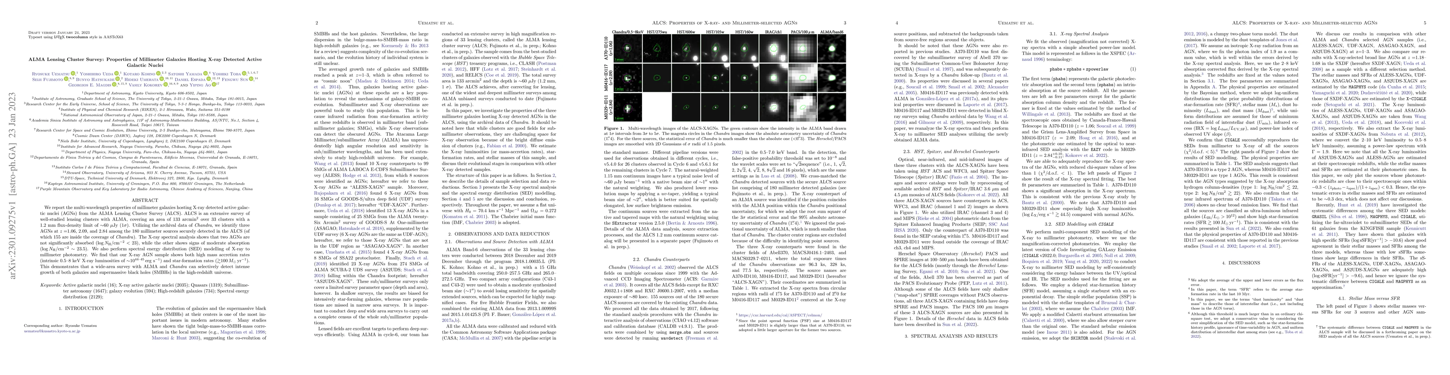 Thumbnail for ALMA Lensing Cluster Survey: Properties of Millimeter Galaxies Hosting
  X-ray Detected Active Galactic Nuclei