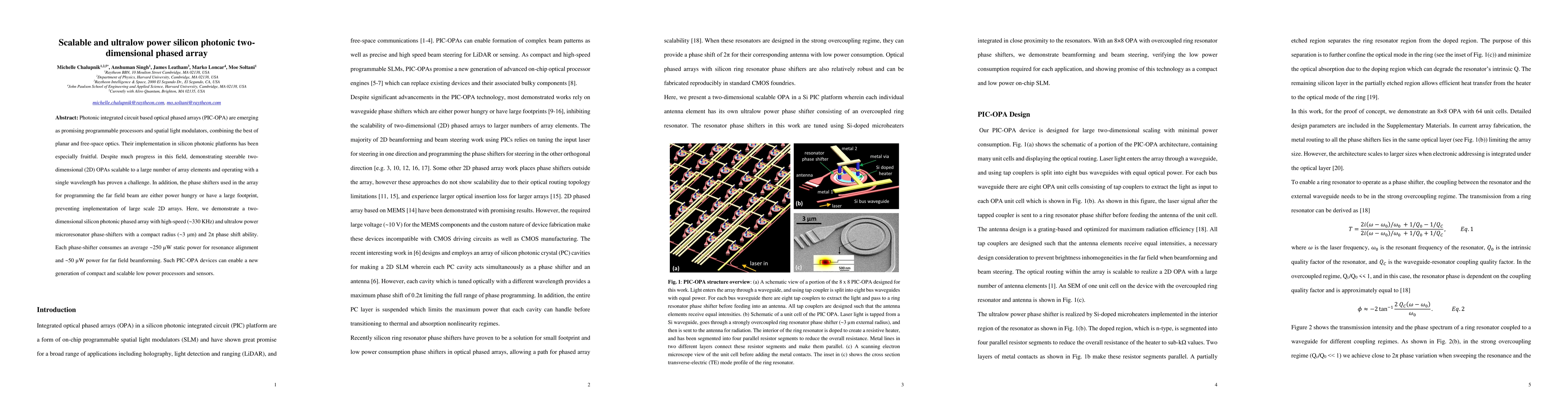 Thumbnail for Scalable and ultralow power silicon photonic two-dimensional phased
  array