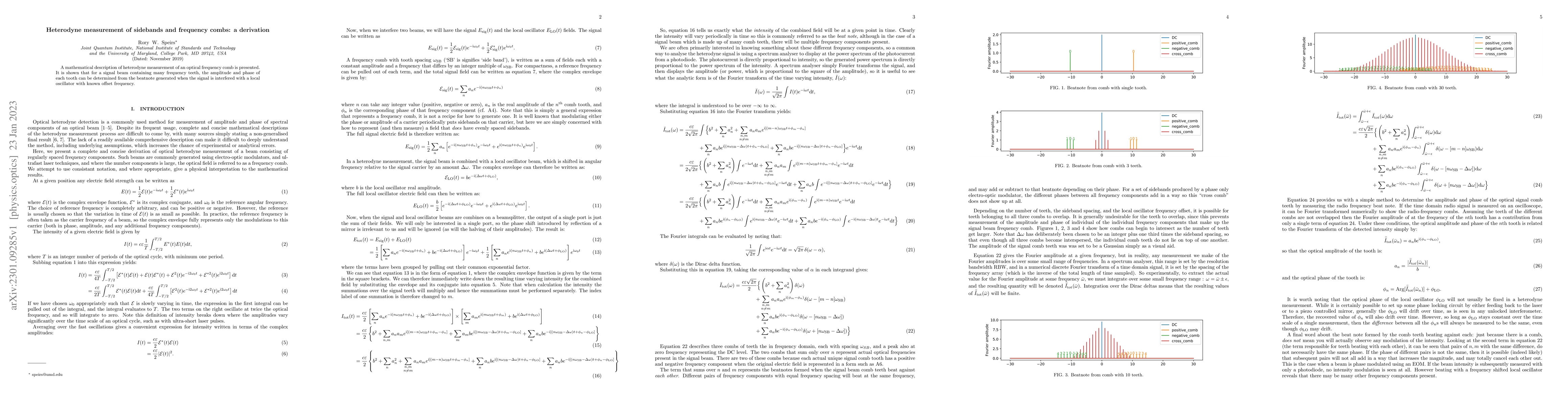 Thumbnail for Heterodyne measurement of sidebands and frequency combs: a derivation