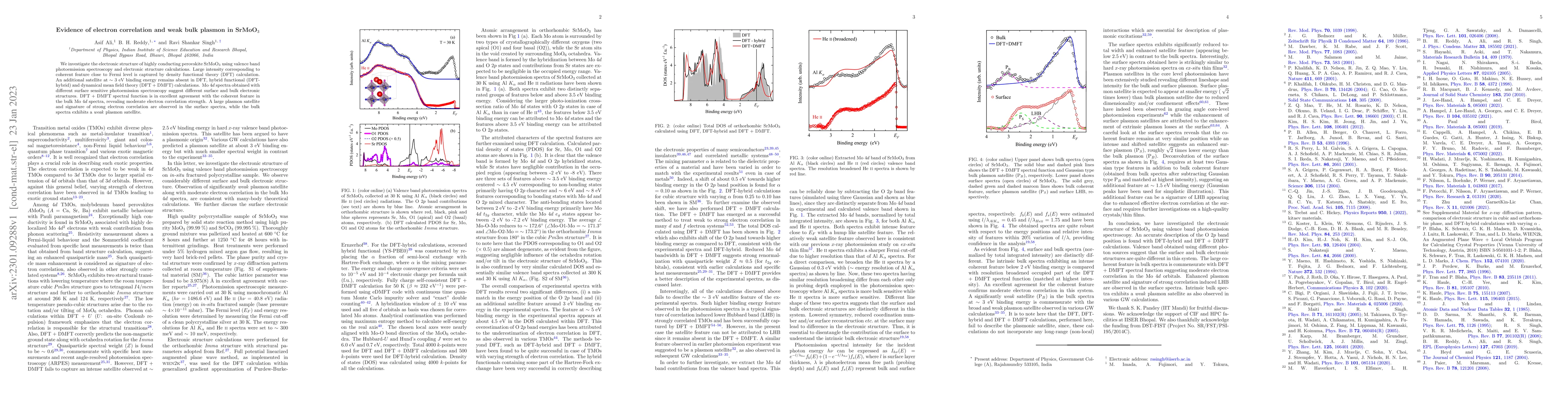 Thumbnail for Evidence of electron correlation and weak bulk plasmon in SrMoO$_{3}$