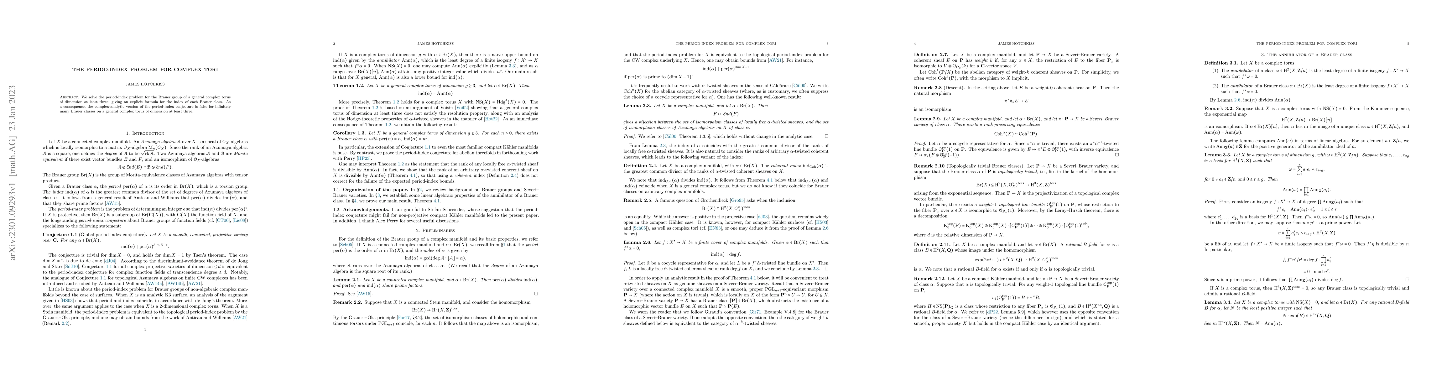 Thumbnail for The period-index problem for complex tori