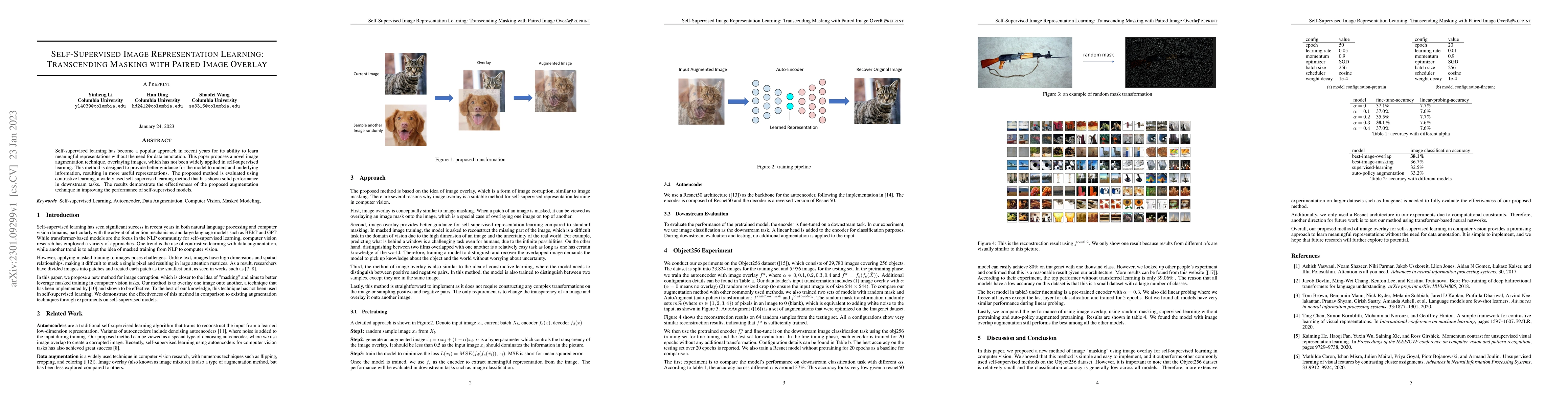 Thumbnail for Self-Supervised Image Representation Learning: Transcending Masking with
  Paired Image Overlay