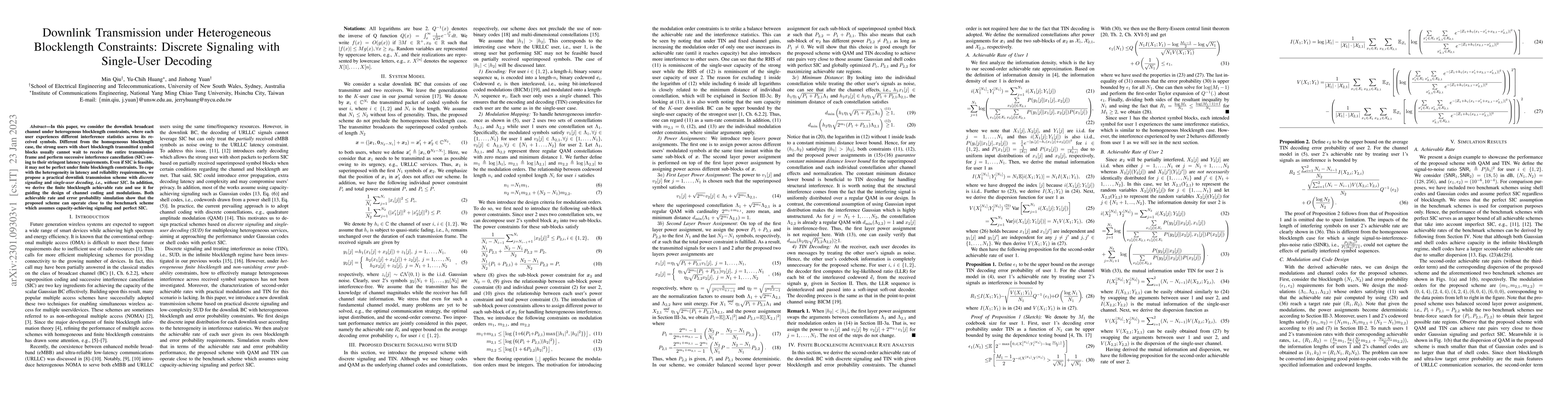 Thumbnail for Downlink Transmission under Heterogeneous Blocklength Constraints:
  Discrete Signaling with Single-User Decoding