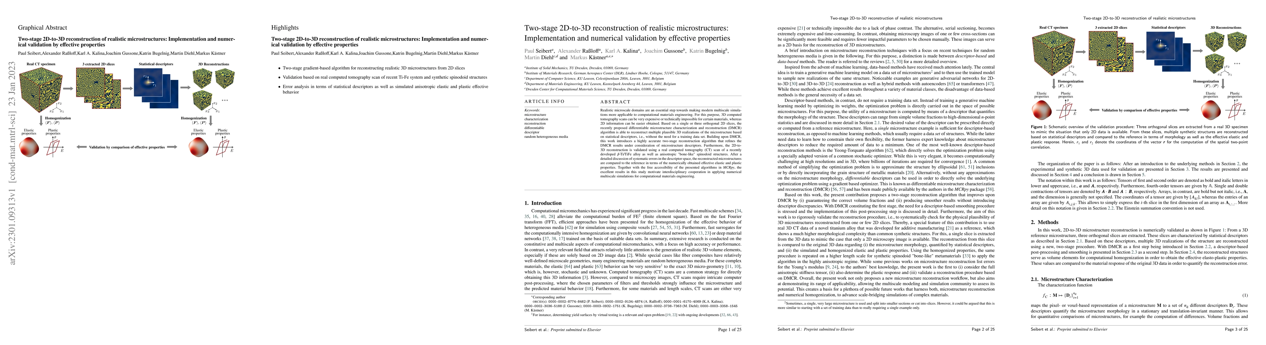 Thumbnail for Two-stage 2D-to-3D reconstruction of realistic microstructures:
  Implementation and numerical validation by effective properties