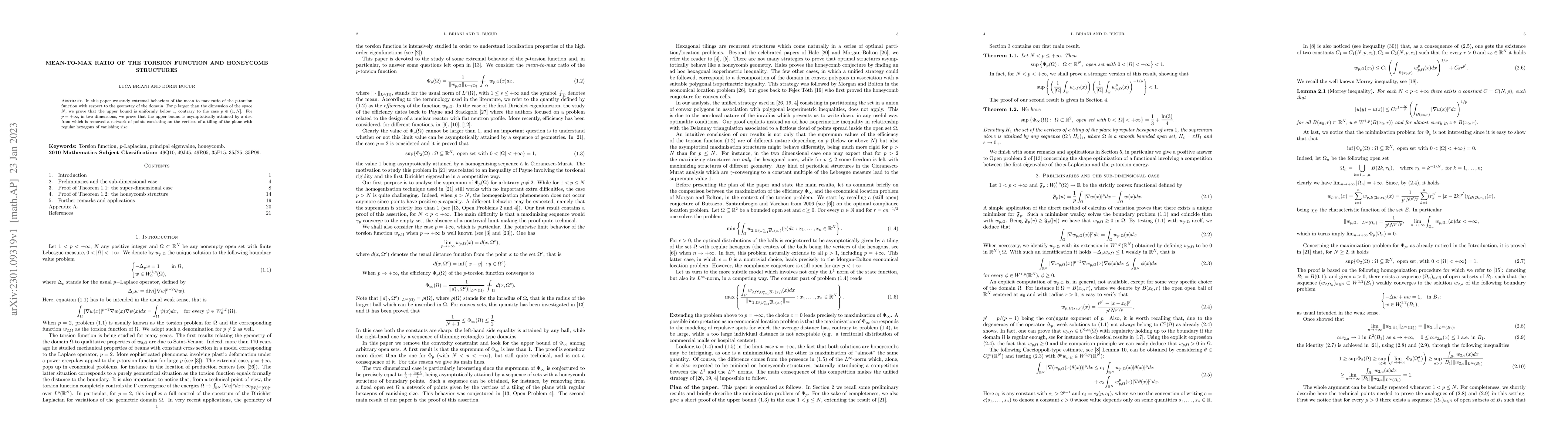Thumbnail for Mean-to-max ratio of the torsion function and honeycomb structures