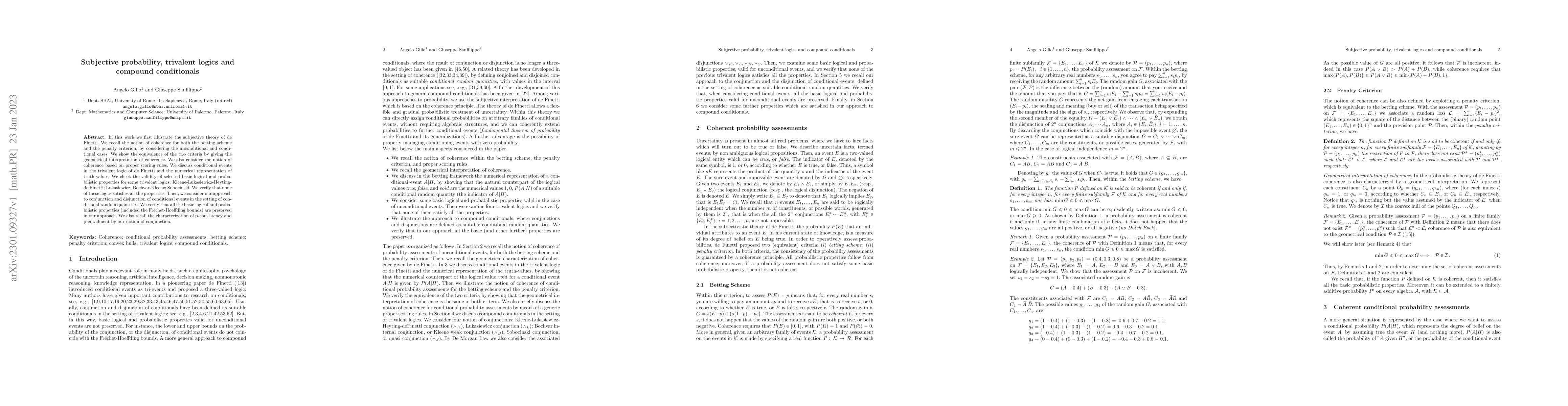 Thumbnail for Subjective probability, trivalent logics and compound conditionals
