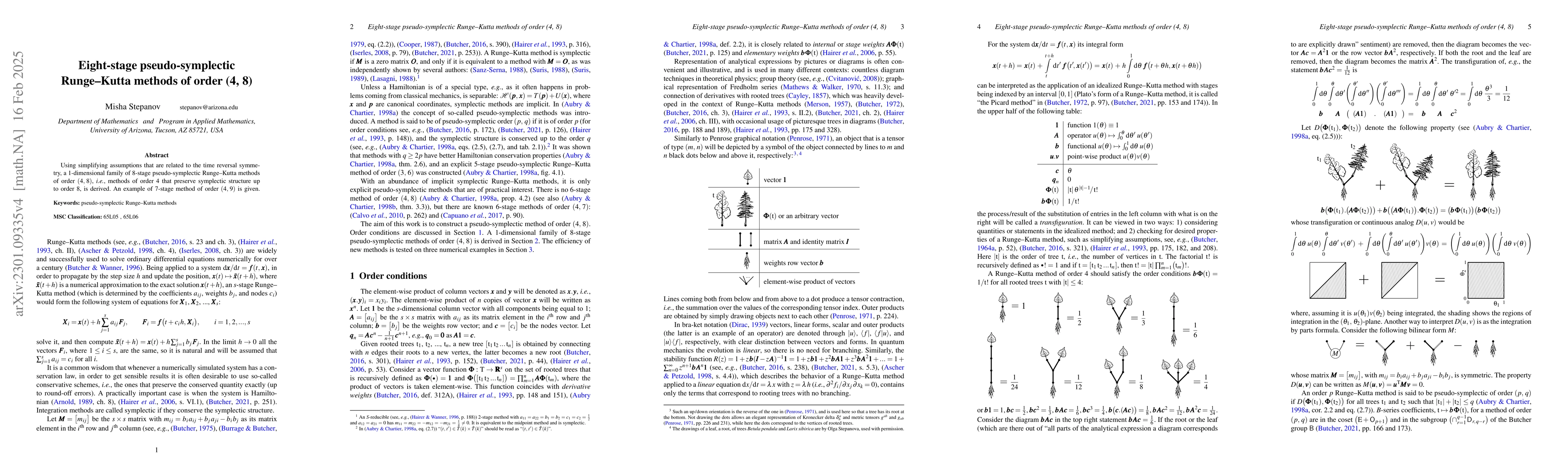 Thumbnail for Eight-stage pseudo-symplectic Runge-Kutta methods of order (4, 8)