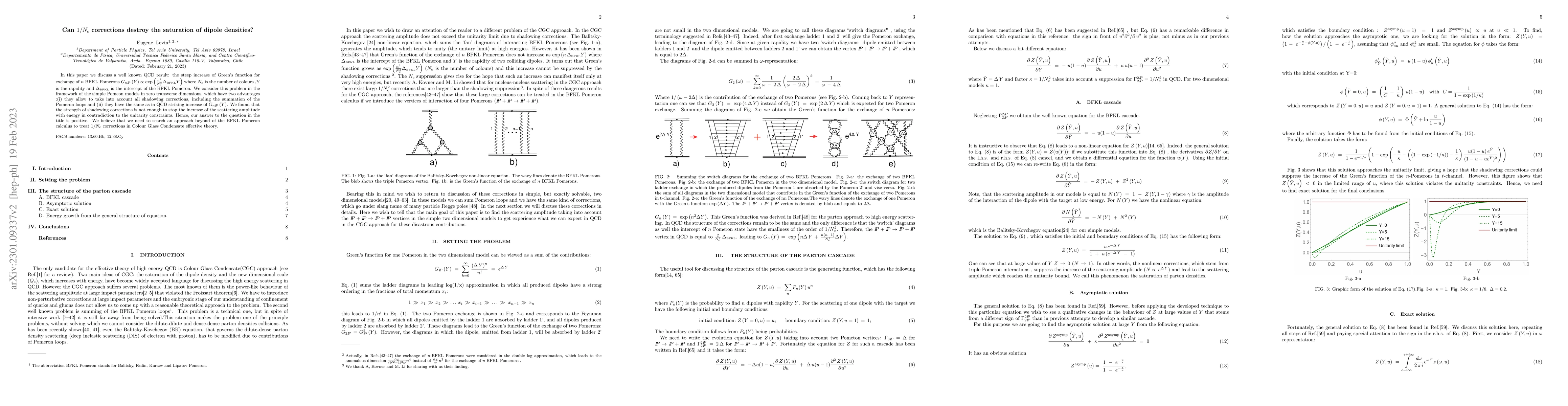 Thumbnail for Can $1/N_c$ corrections destroy the saturation of dipole densities?