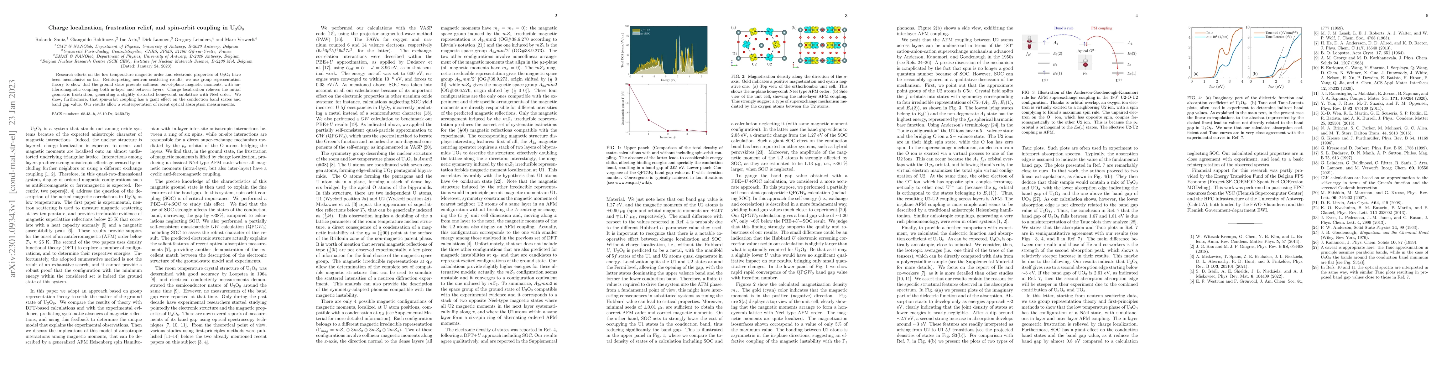Thumbnail for Charge localization, frustration relief, and spin-orbit coupling in
  U$_3$O$_8$