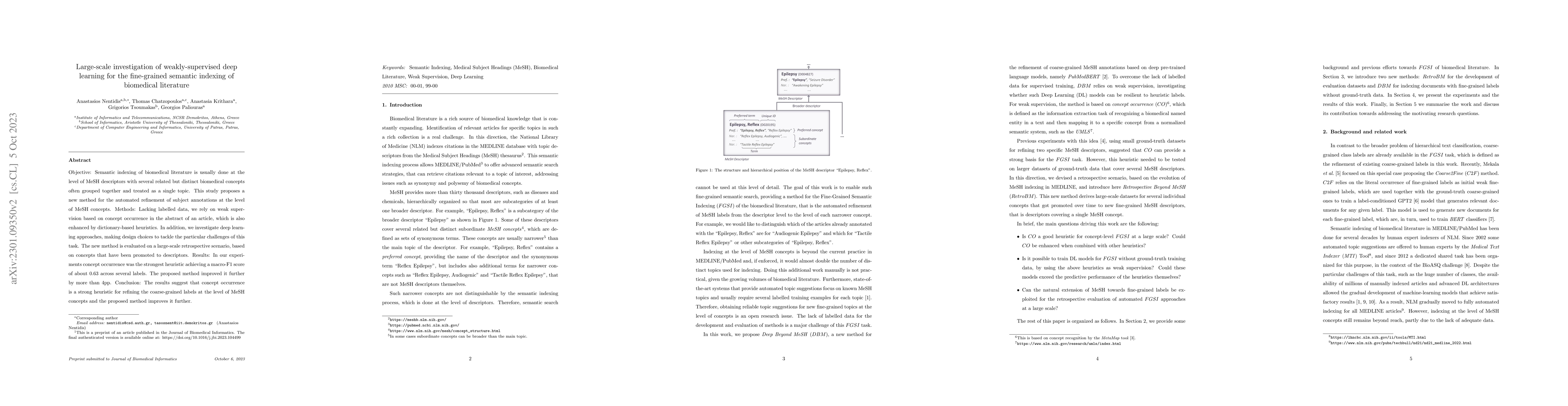 Thumbnail for Large-scale investigation of weakly-supervised deep learning for the
  fine-grained semantic indexing of biomedical literature