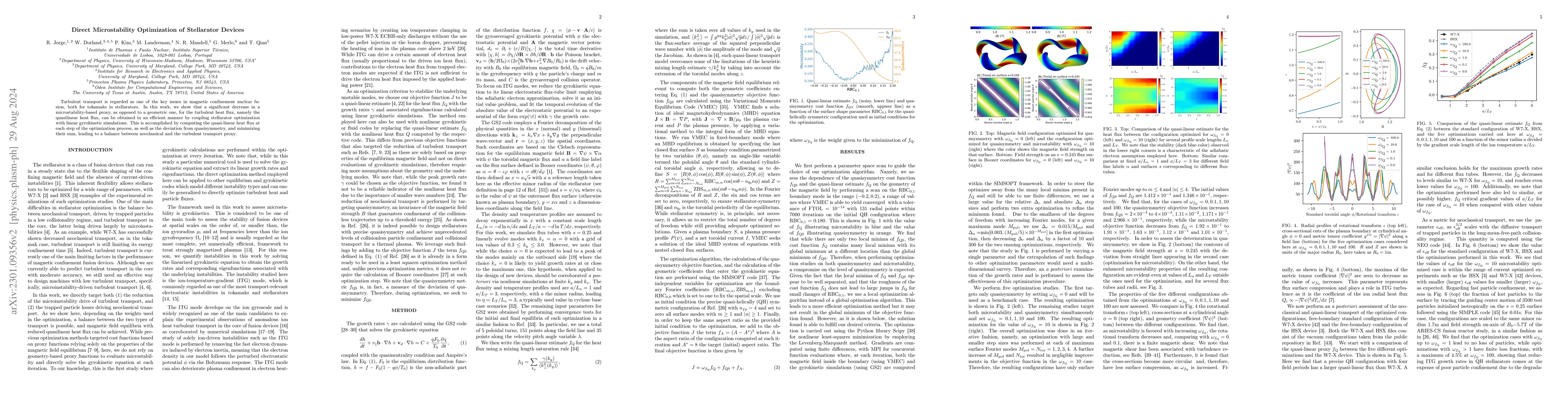 Thumbnail for Direct Microstability Optimization of Stellarator Devices