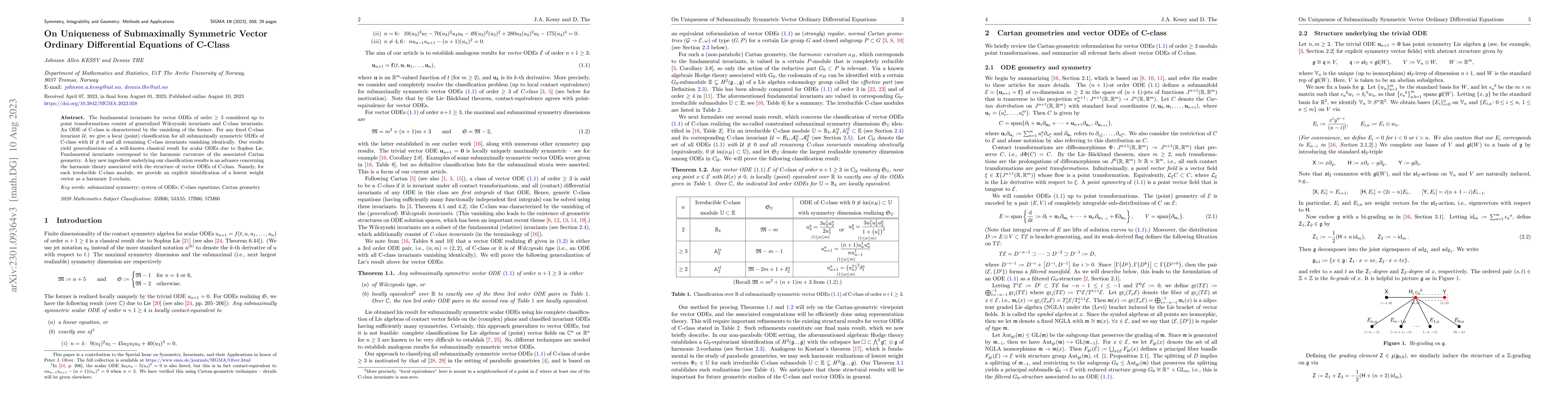 Thumbnail for On Uniqueness of Submaximally Symmetric Vector Ordinary Differential
  Equations of C-Class