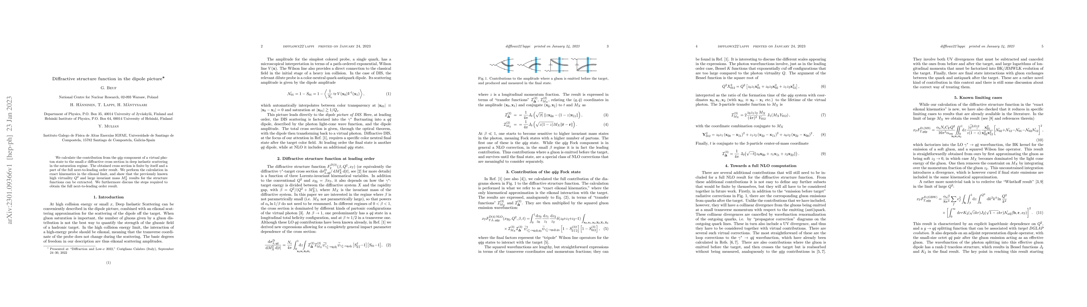 Thumbnail for Diffractive structure function in the dipole picture