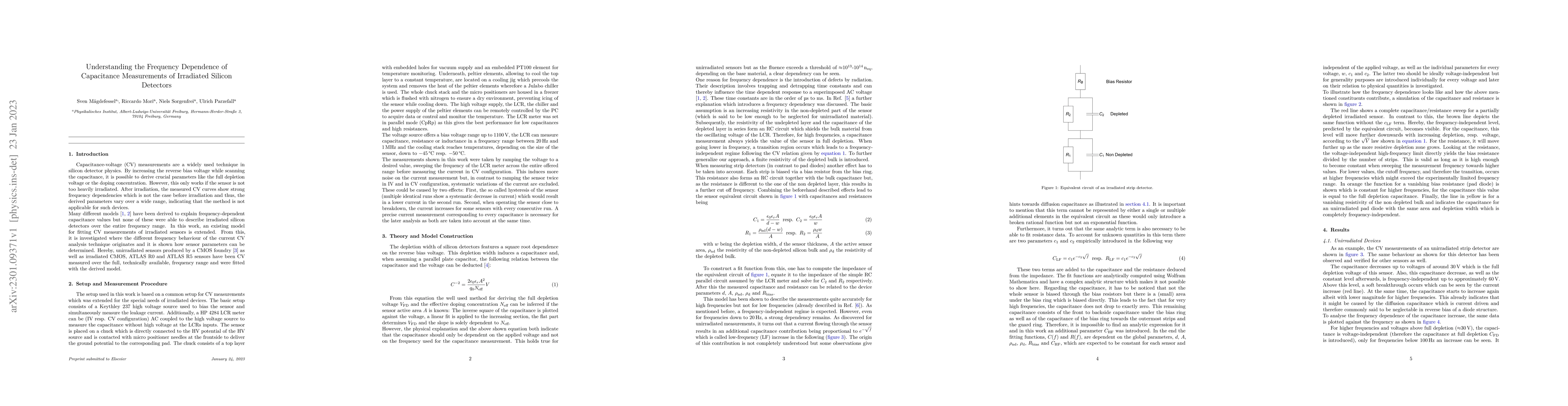 Thumbnail for Understanding the Frequency Dependence of Capacitance Measurements of
  Irradiated Silicon Detectors