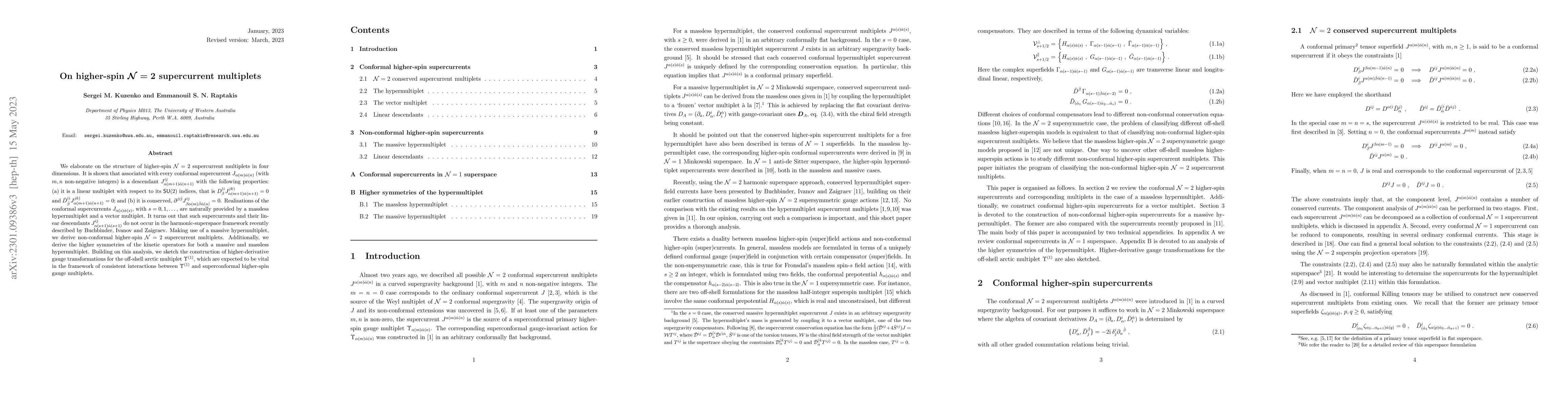 Thumbnail for On higher-spin ${\mathcal{N}=2}$ supercurrent multiplets