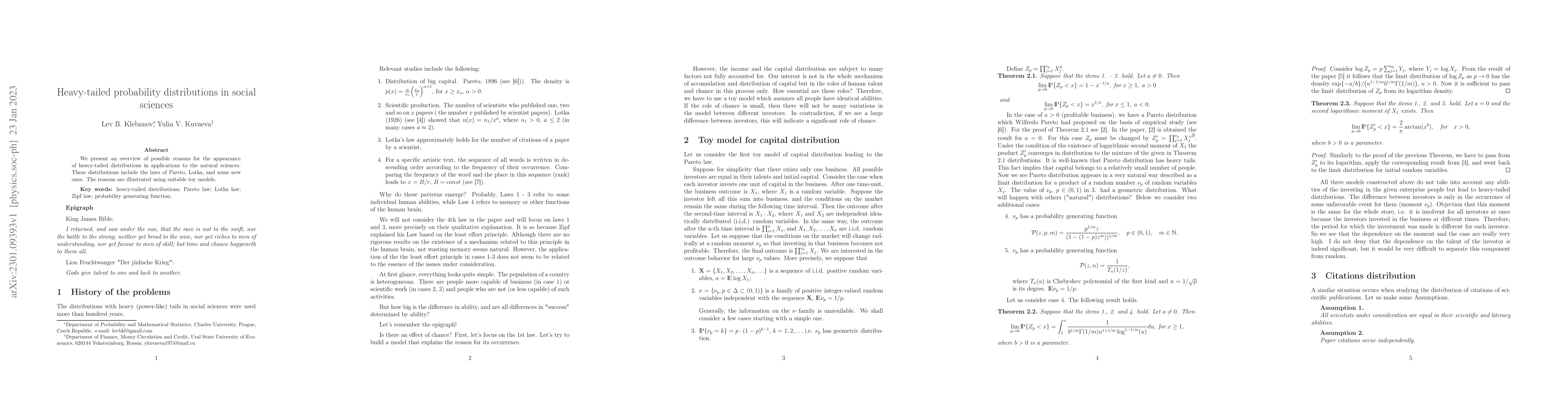 Thumbnail for Heavy-tailed probability distributions in social sciences