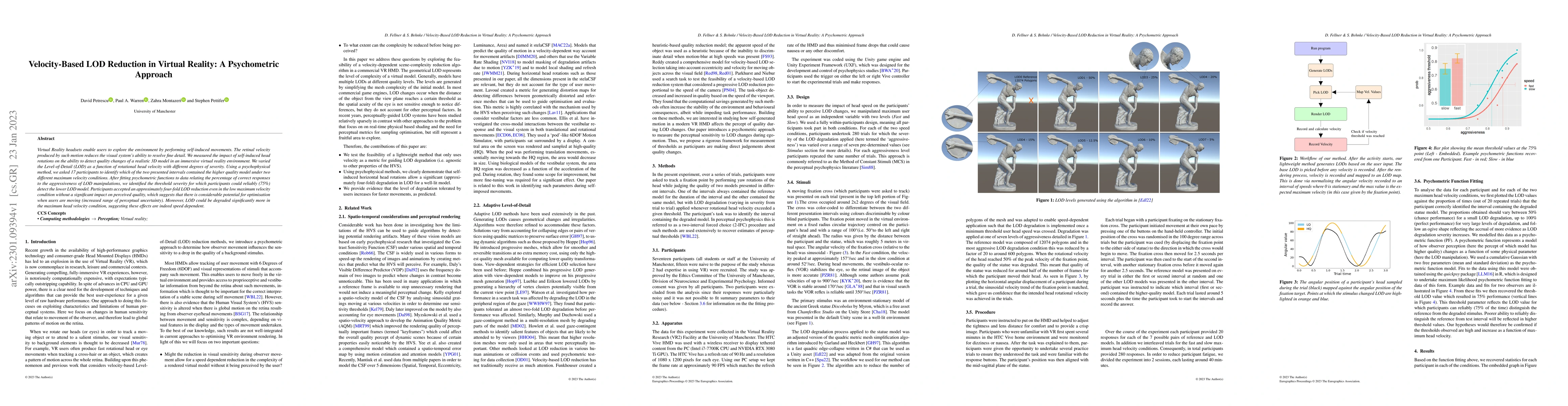 Thumbnail for Velocity-Based LOD Reduction in Virtual Reality: A Psychometric Approach