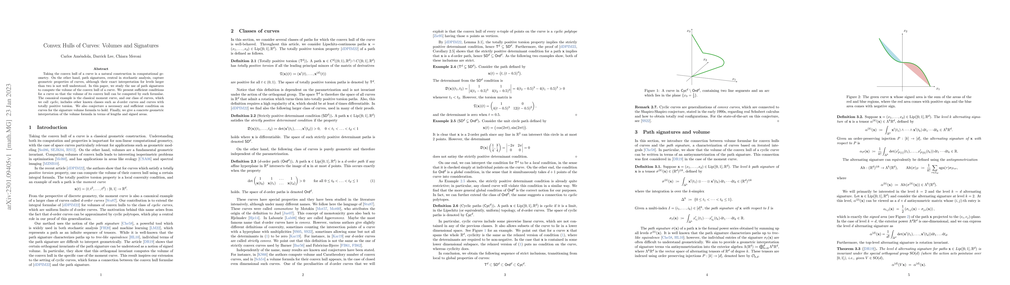 Thumbnail for Convex Hulls of Curves: Volumes and Signatures