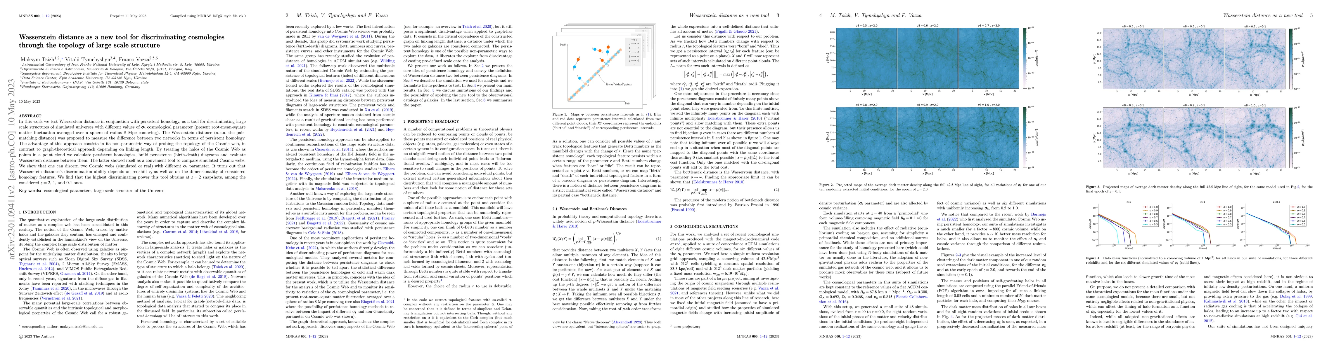 Thumbnail for Wasserstein distance as a new tool for discriminating cosmologies
  through the topology of large scale structure
