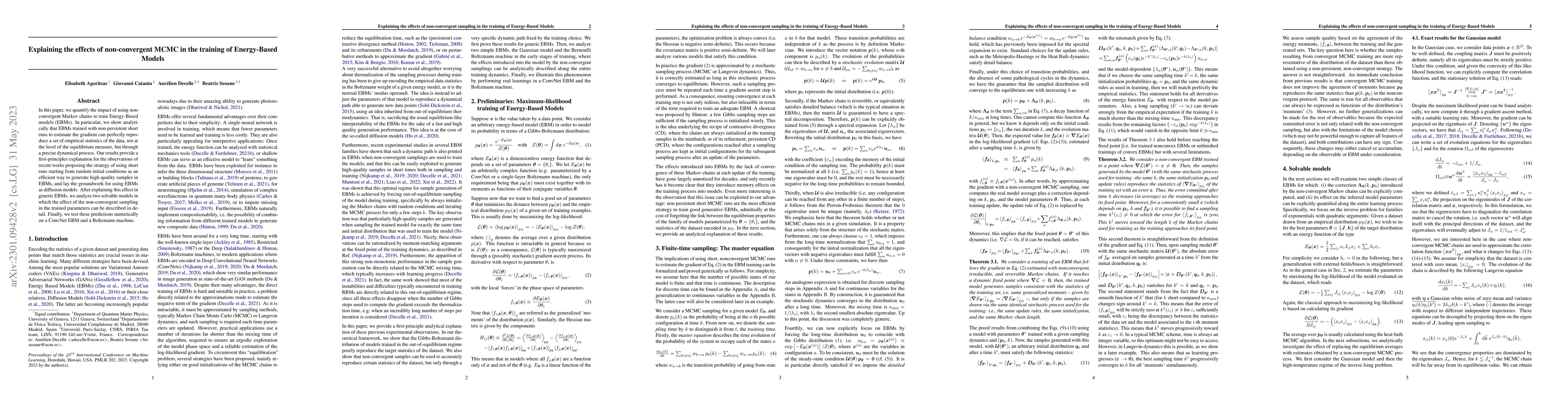 Thumbnail for Explaining the effects of non-convergent sampling in the training of
  Energy-Based Models