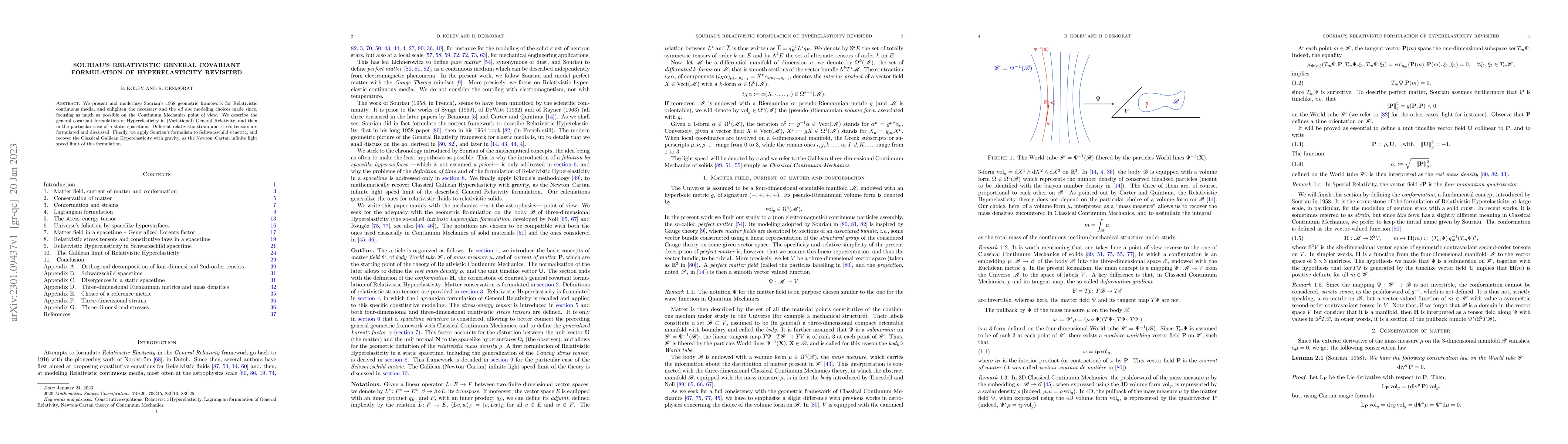 Thumbnail for Souriau's Relativistic general covariant formulation of hyperelasticity
  revisited