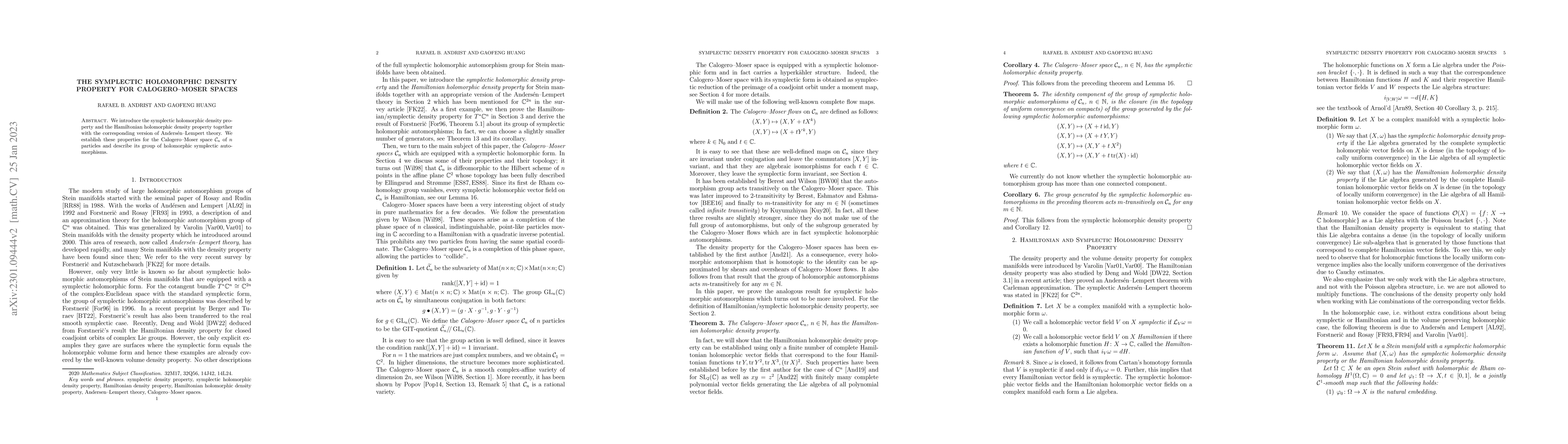 Thumbnail for The symplectic holomorphic density property for Calogero-Moser spaces