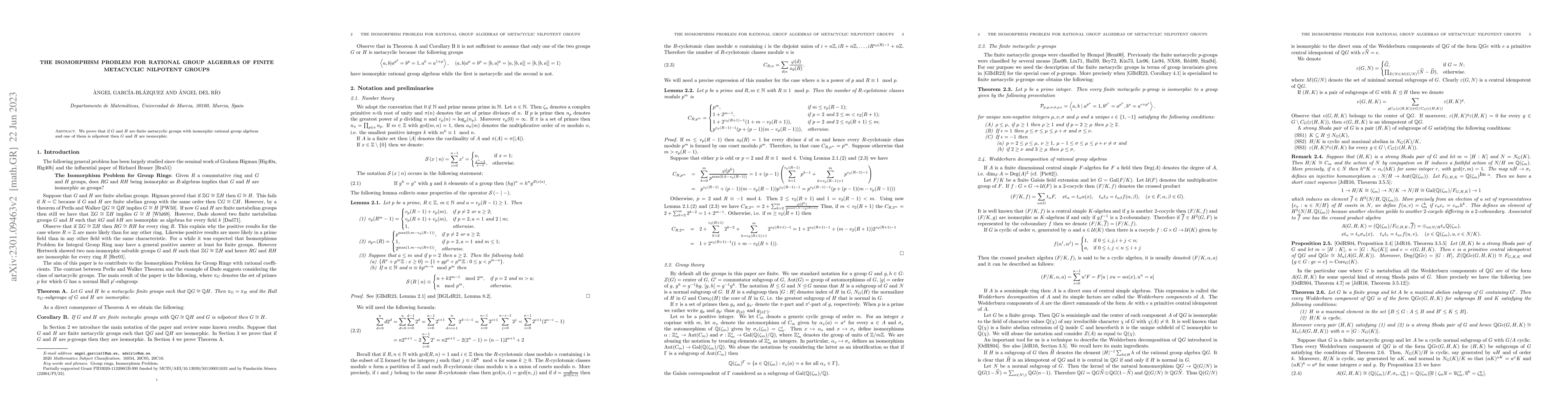 Thumbnail for The isomorphism problem for rational group algebras of finite metacyclic
  nilpotent groups