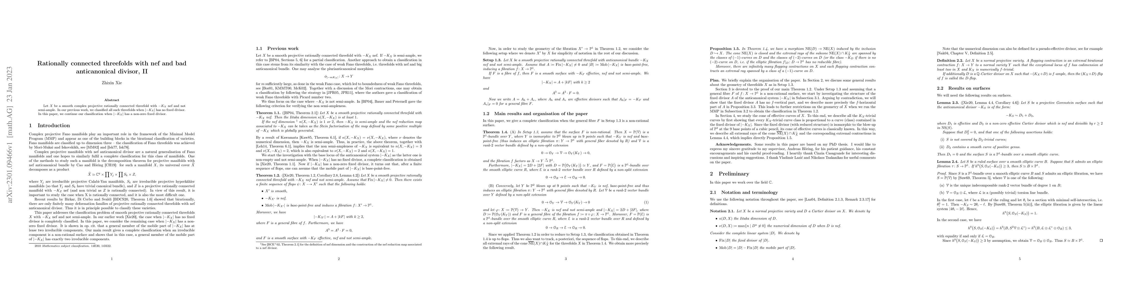 Thumbnail for Rationally connected threefolds with nef and bad anticanonical divisor,
  II