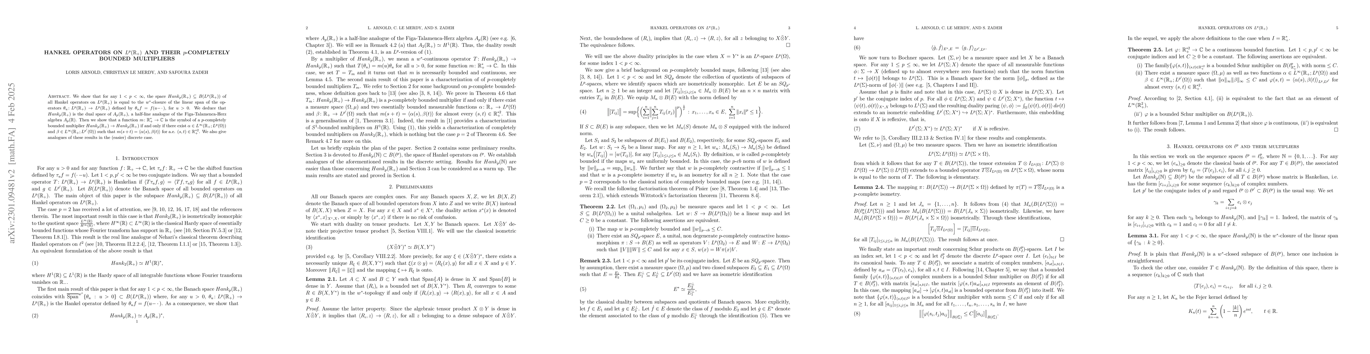 Thumbnail for Hankel operators on $L^p(\mathbb{R}_+)$ and their $p$-completely bounded
  multipliers