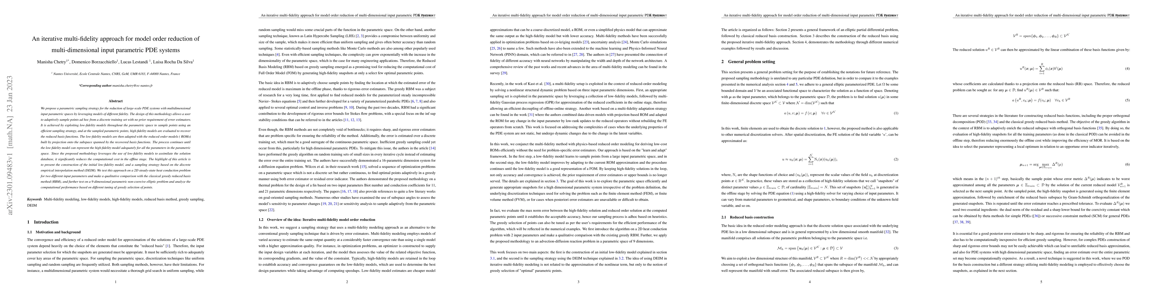 Thumbnail for An iterative multi-fidelity approach for model order reduction of
  multi-dimensional input parametric PDE systems