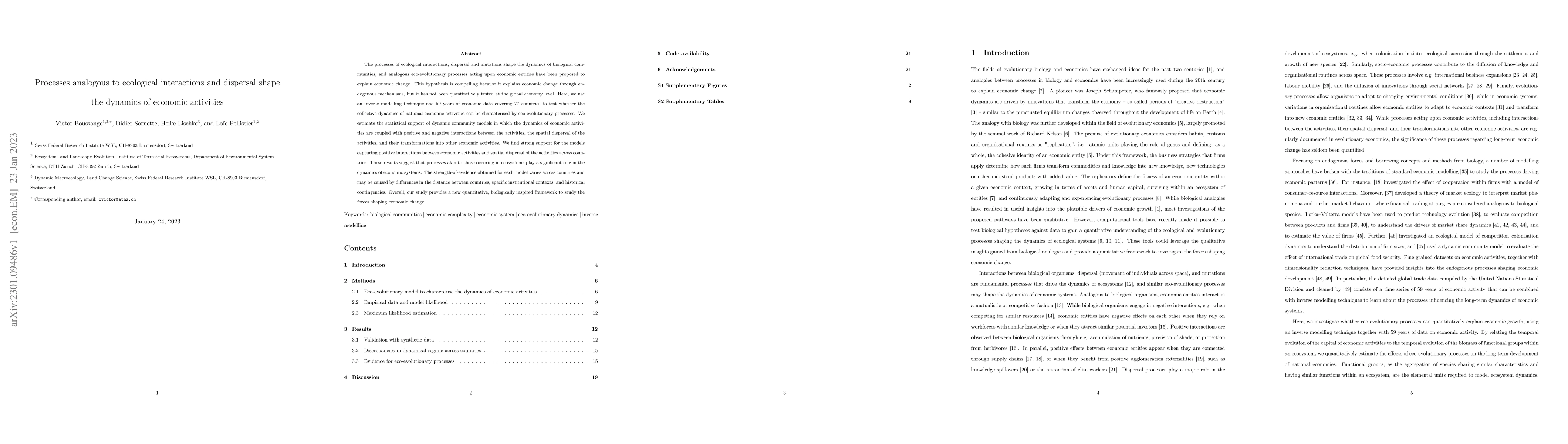 Thumbnail for Processes analogous to ecological interactions and dispersal shape the
  dynamics of economic activities