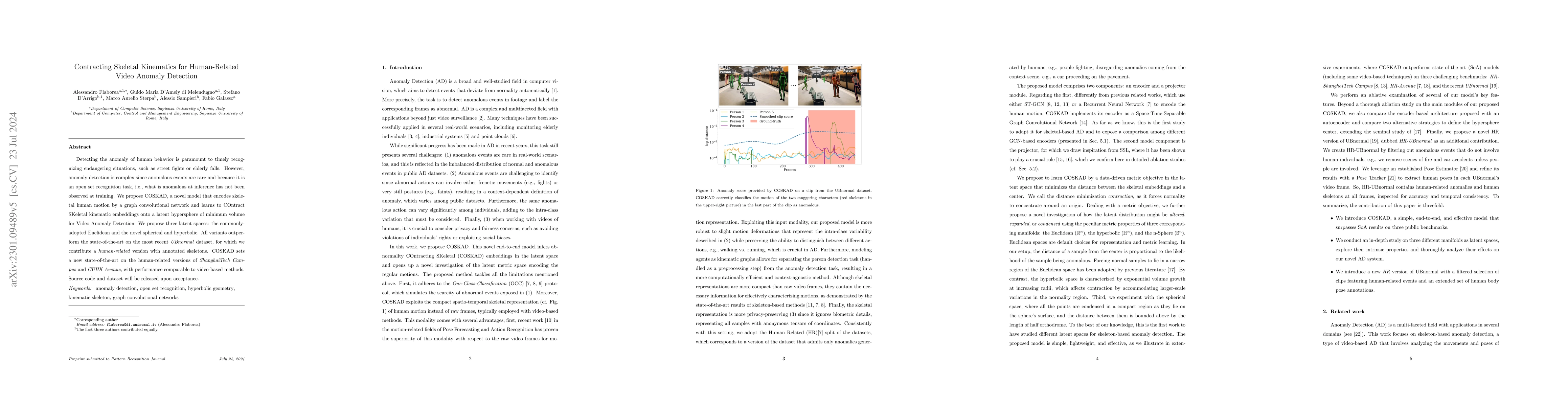 Thumbnail for Contracting Skeletal Kinematics for Human-Related Video Anomaly
  Detection