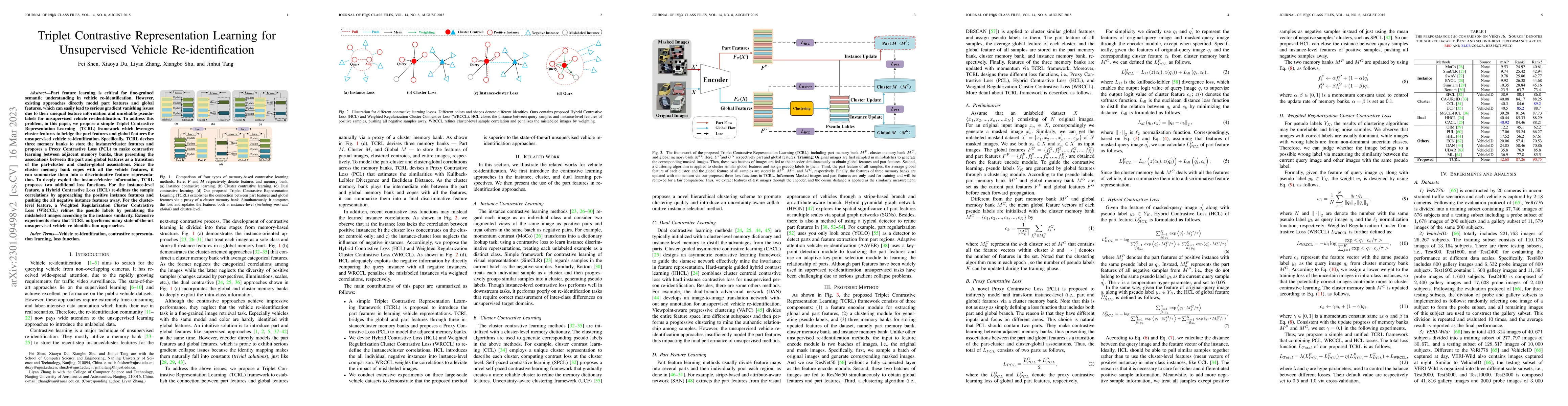 Thumbnail for Triplet Contrastive Representation Learning for Unsupervised Vehicle
  Re-identification