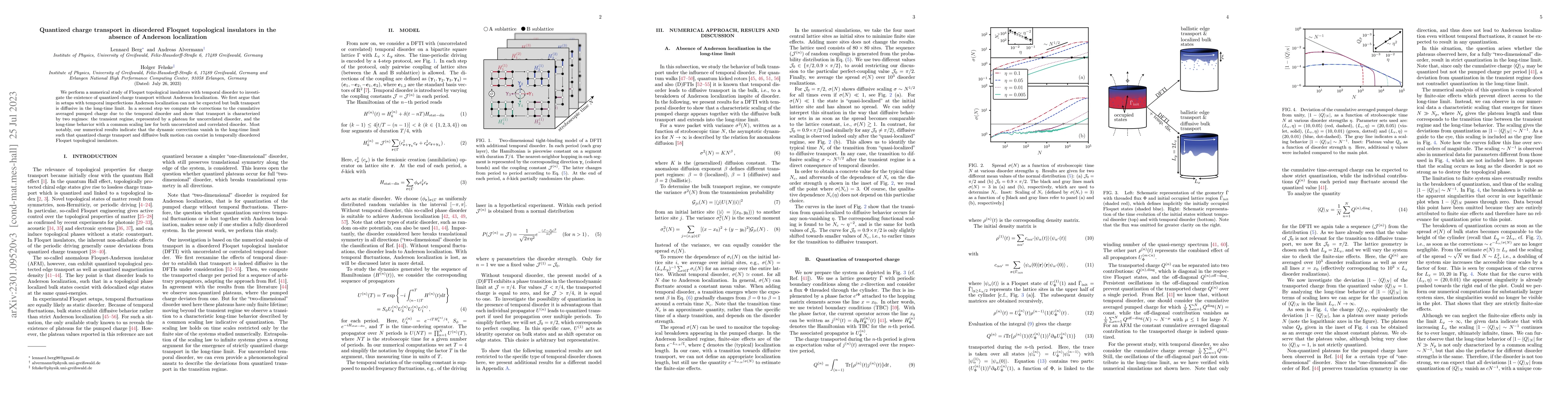 Thumbnail for Quantized charge transport in disordered Floquet topological insulators
  in the absence of Anderson localization