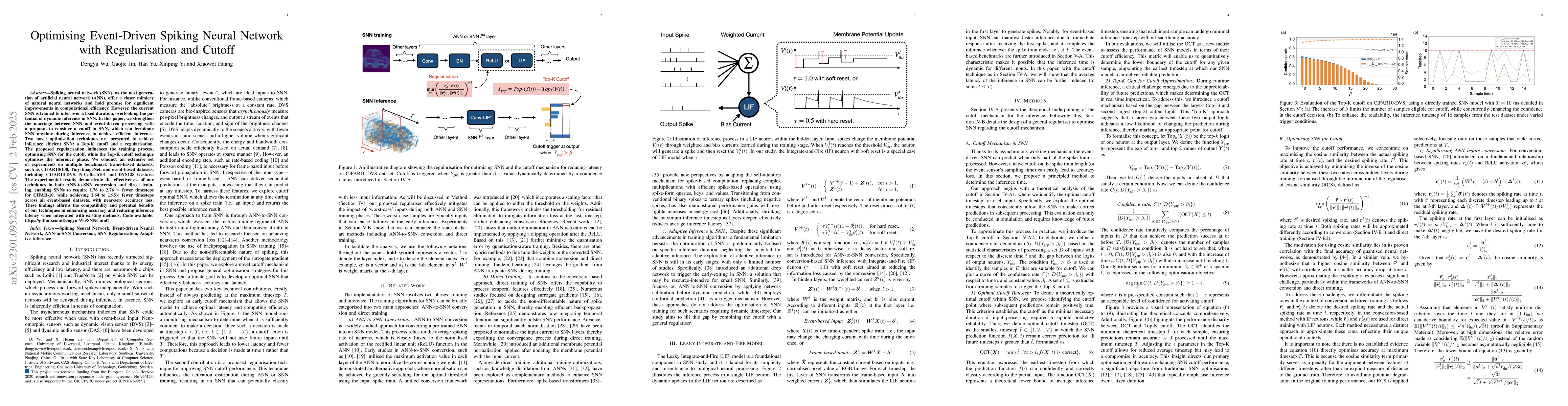 Thumbnail for Optimising Event-Driven Spiking Neural Network with Regularisation and
  Cutoff