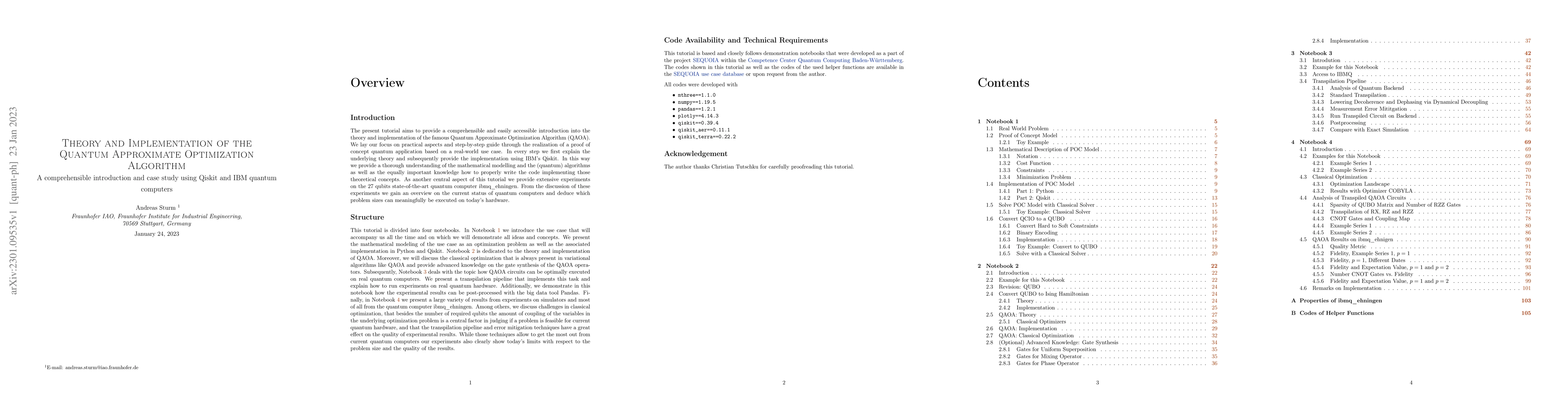 Thumbnail for Theory and Implementation of the Quantum Approximate Optimization
  Algorithm: A Comprehensible Introduction and Case Study Using Qiskit and IBM
  Quantum Computers