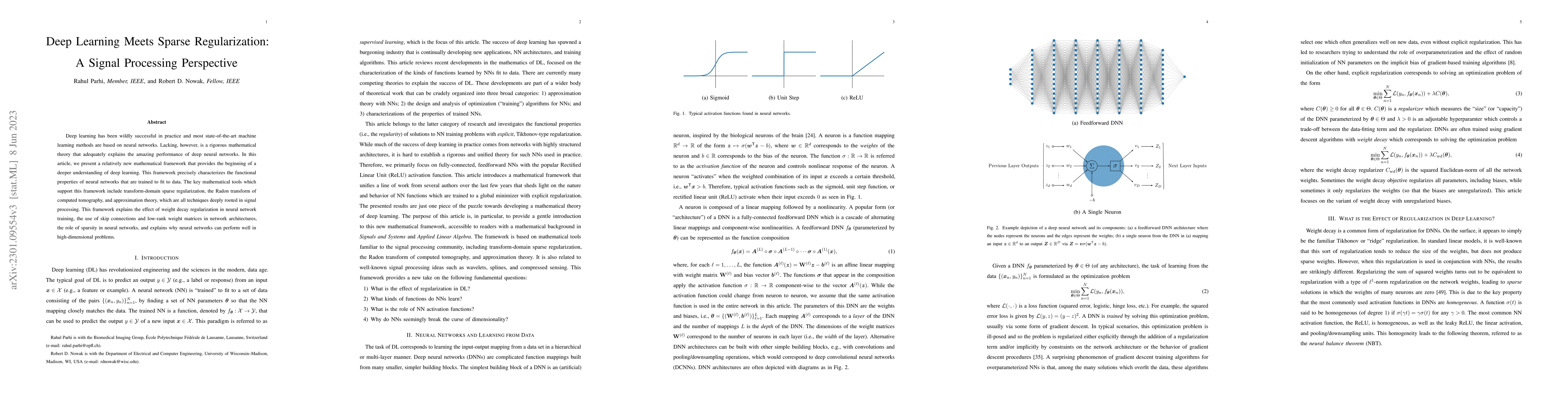 Thumbnail for Deep Learning Meets Sparse Regularization: A Signal Processing
  Perspective