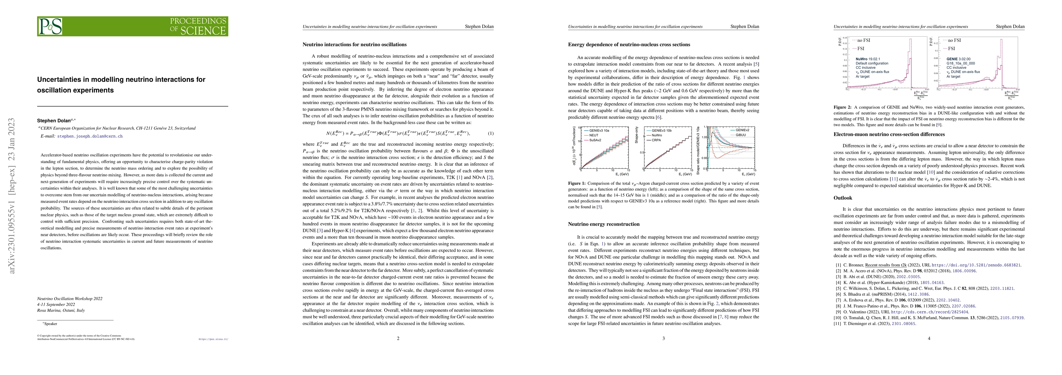 Thumbnail for Uncertainties in modelling neutrino interactions for oscillation
  experiments