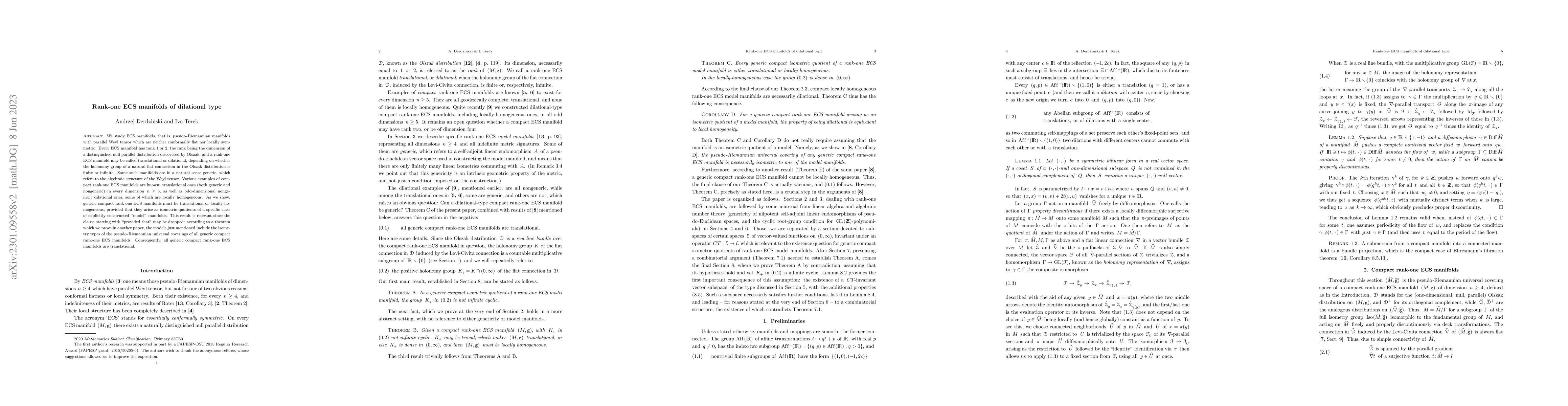 Thumbnail for Rank-one ECS manifolds of dilational type