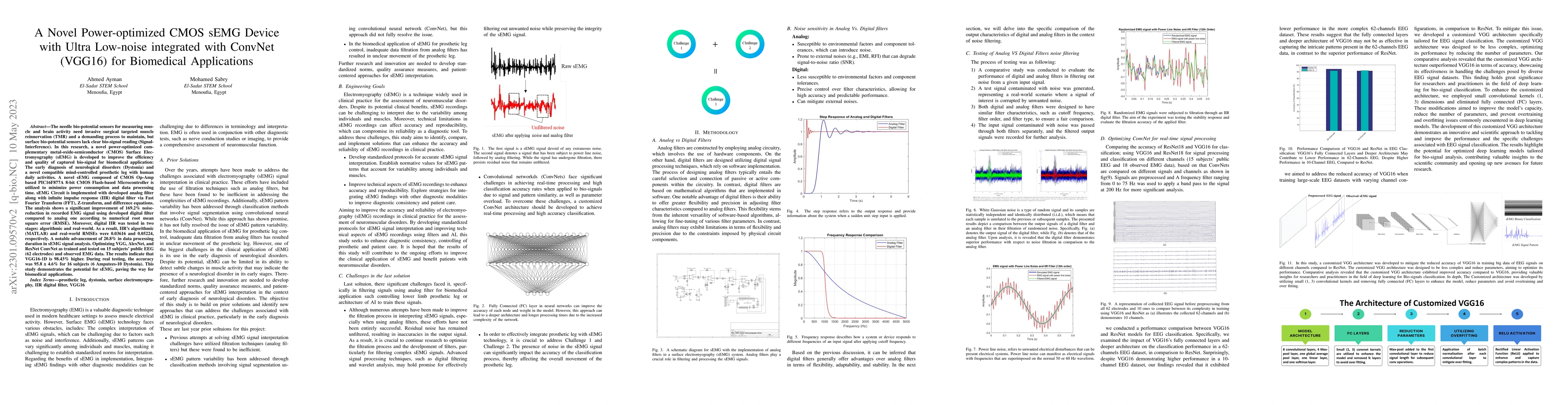 Thumbnail for A Novel Power-optimized CMOS sEMG Device with Ultra Low-noise integrated
  with ConvNet (VGG16) for Biomedical Applications