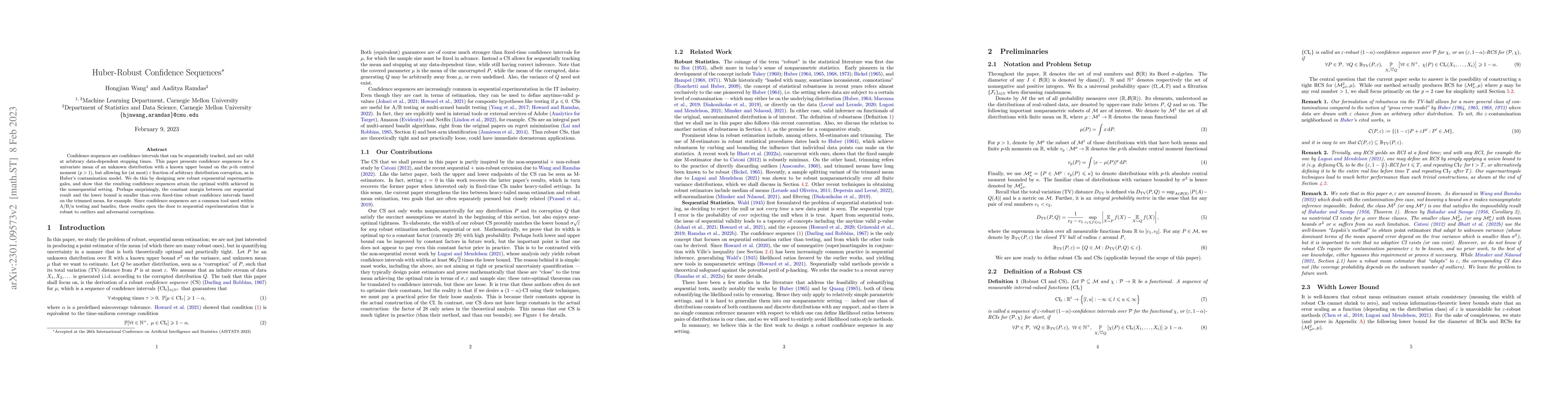Thumbnail for Huber-Robust Confidence Sequences