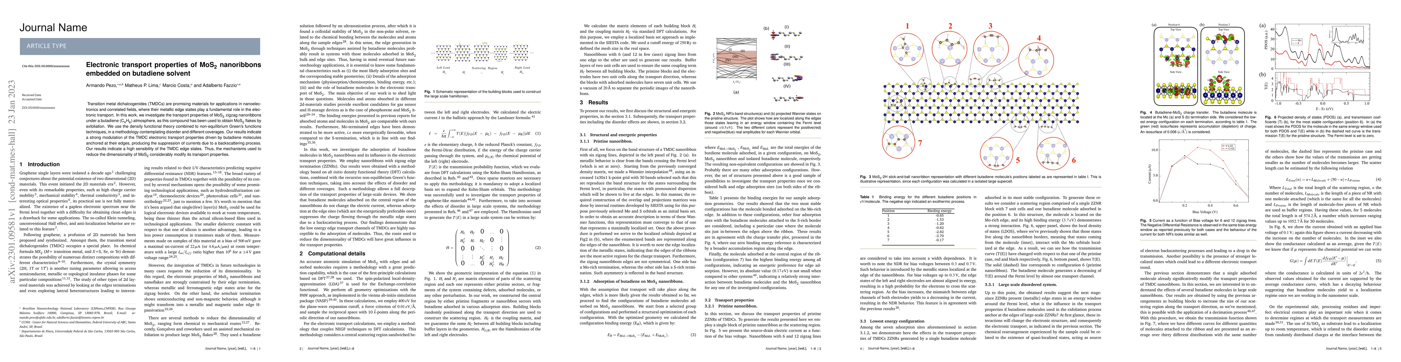 Thumbnail for Electronic transport properties of MoS$_2$ nanoribbons embedded on
  butadiene solvent