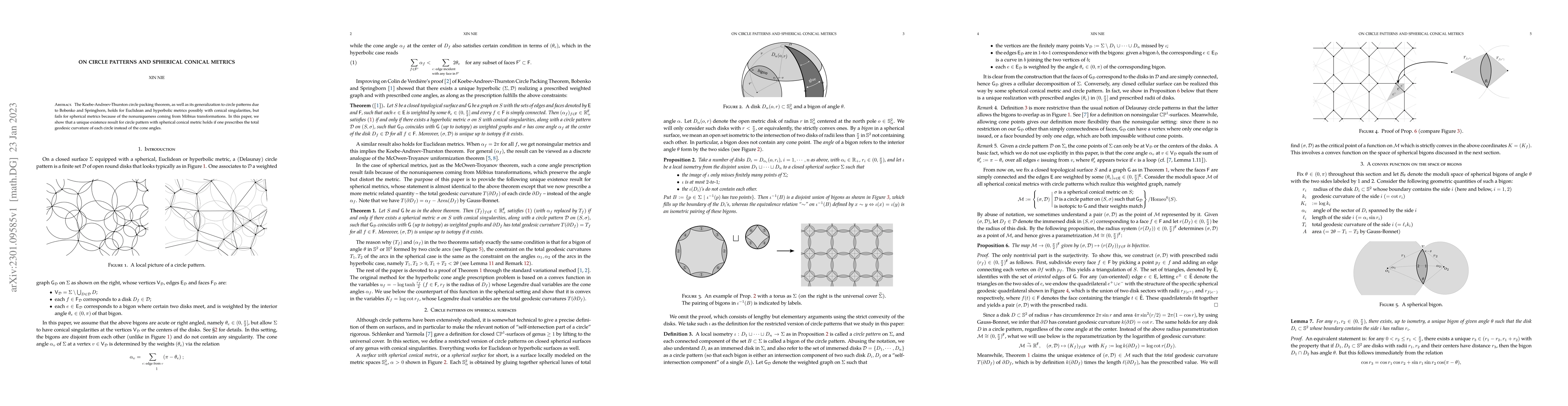 Thumbnail for On circle patterns and spherical conical metrics