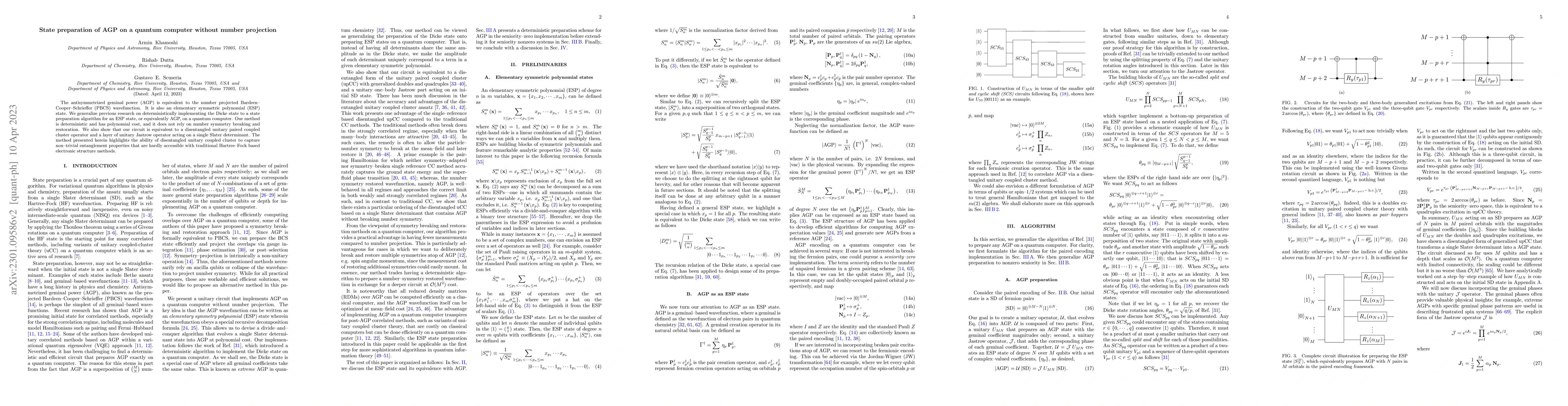 Thumbnail for State preparation of AGP on a quantum computer without number projection