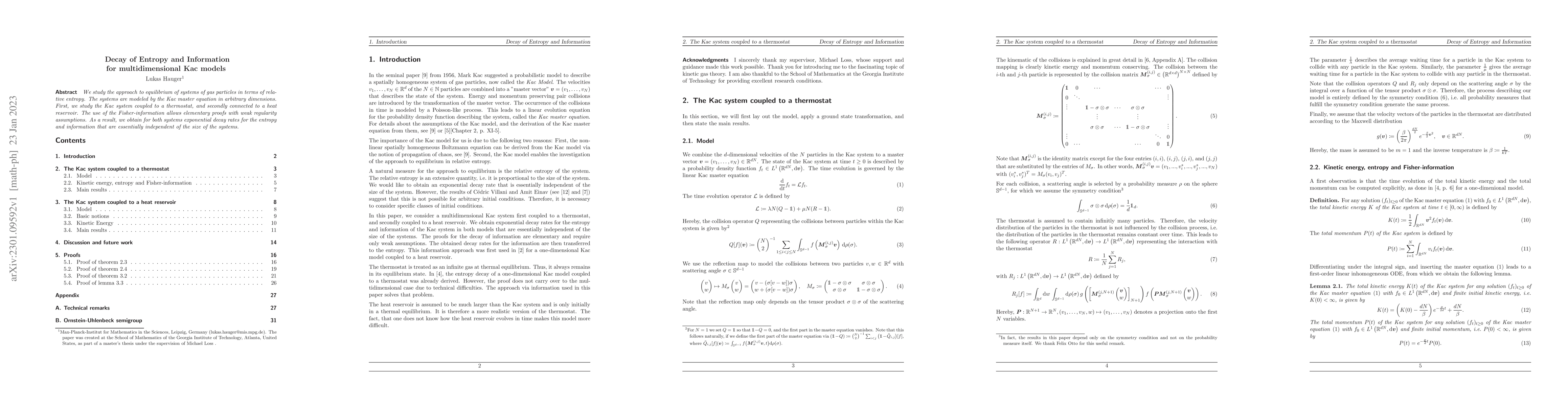Thumbnail for Decay of Entropy and Information for multidimensional Kac models